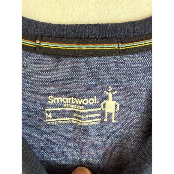 Smartwool Merino 250 Base Layer Top Womens Med Navy mountainscape Raglan Sleeve - Picture 8 of 9